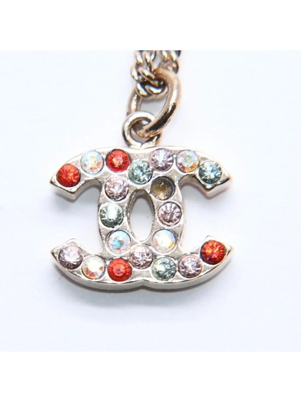 Chanel Necklace Gold Multicolor Rhinestone 04